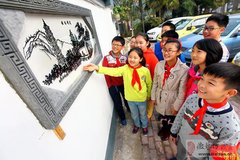 蕪湖名校鏡湖小學(xué)校園文化墻裝飾鐵畫《蕪湖十景》