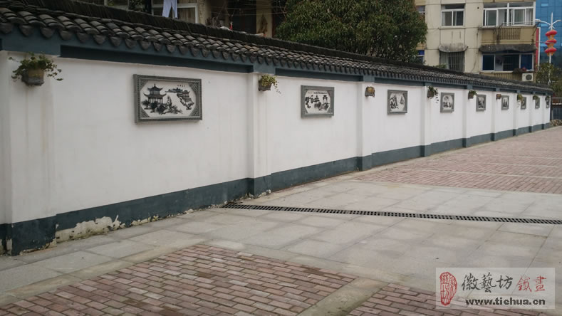 3 鏡湖小學(xué)校園文化墻裝飾畫(huà)蕪湖十景鐵畫(huà)