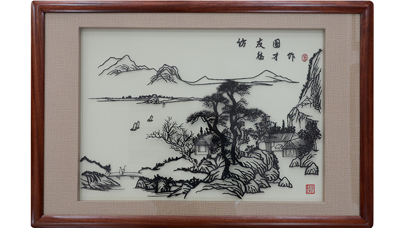 訪友圖-張德才大師山水鐵畫作品